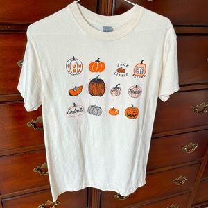 Cream tshirt with fall pumpkins